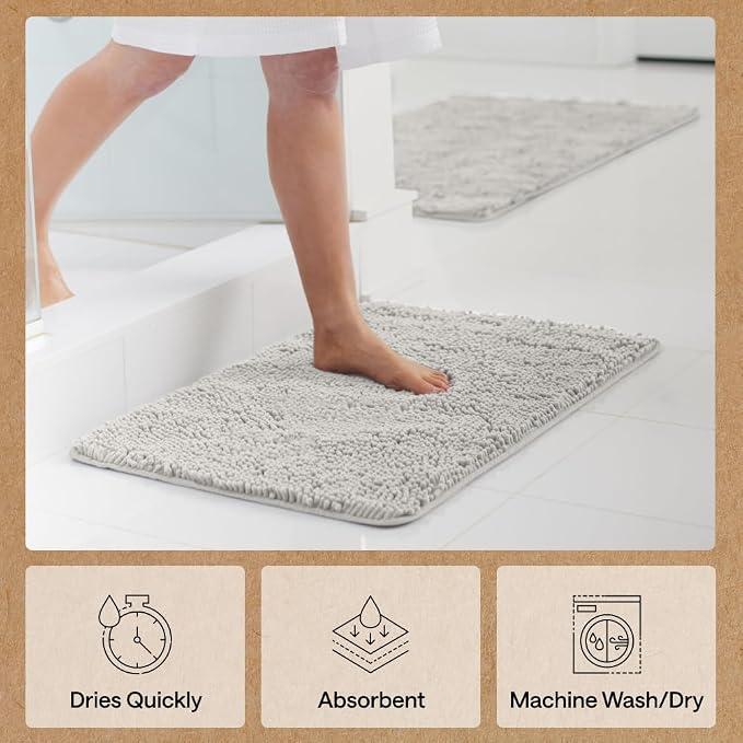 GORILLA GRIP Bath Rug Mat 70x24, Soft Absorbent Chenille, Quick Dry Microfiber - Image 7