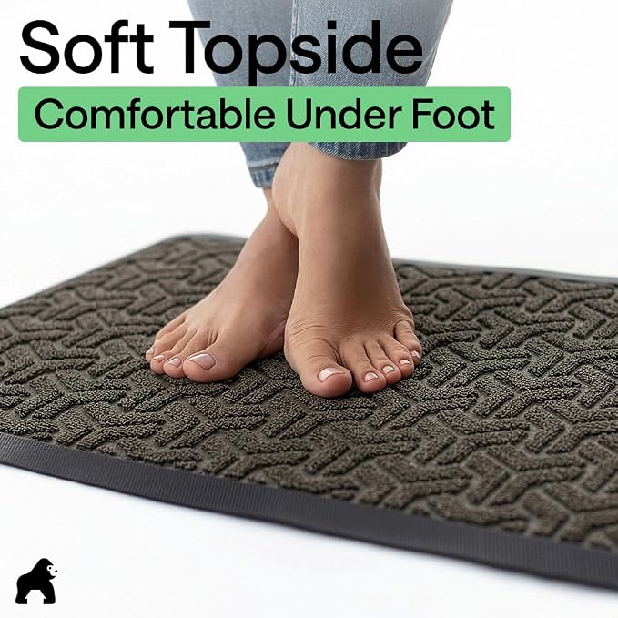 GORILLA GRIP 100% Waterproof All-Season WeatherMAX Doormat, US Designed Natural - Image 8