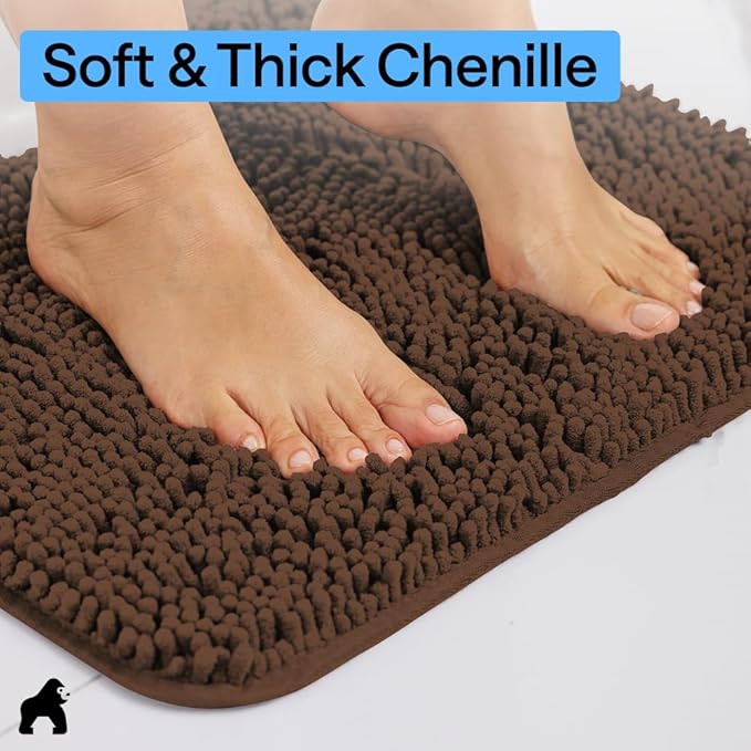 GORILLA GRIP Bath Rug Mat, Thick Soft Absorbent Chenille, Quick Dry Microfiber - Image 4
