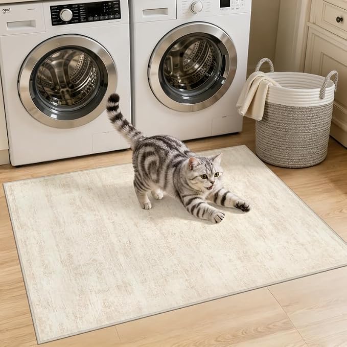 Machine Washable Area Rugs 2x3: Vintage Boho Neutral Washable Rug Indoor Soft - Image 2