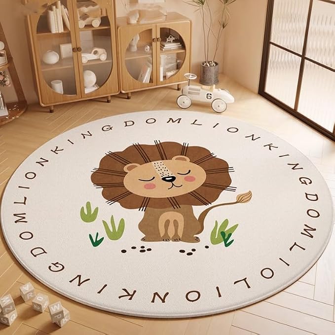 Poowe Lion Soft Plush Round Rug - Image 3