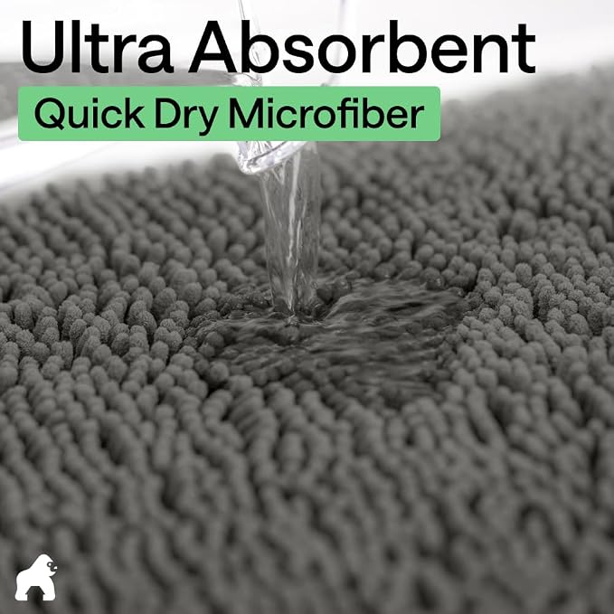 GORILLA GRIP Bath Rug Mat 44x26, Soft Absorbent Chenille, Quick Dry Microfiber - Image 5