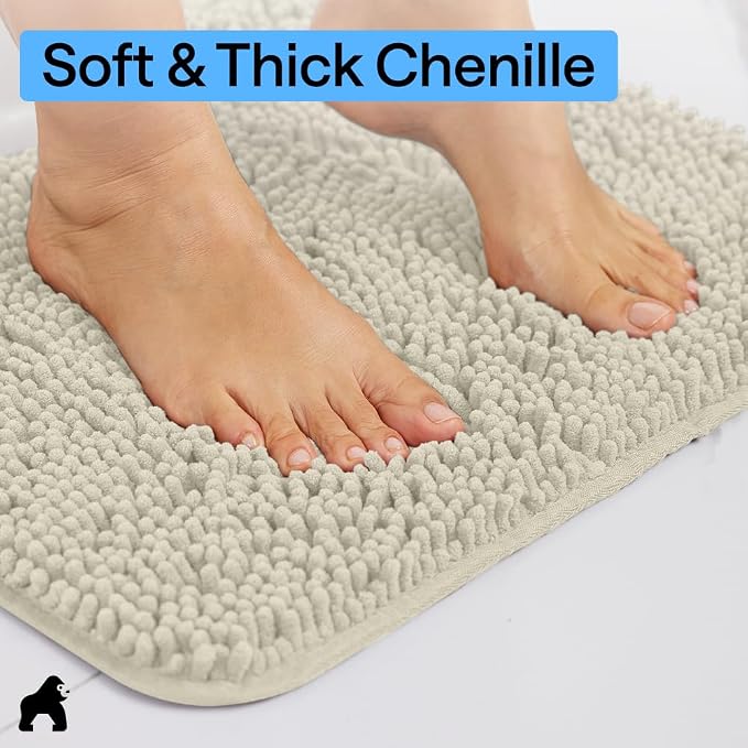 GORILLA GRIP Bath Rug Mat 48x24, Thick Absorbent Chenille, Quick Dry Microfiber - Image 4