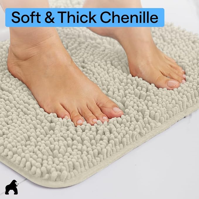 GORILLA GRIP Bath Rug Mat 36x24, Thick Absorbent Chenille, Quick Dry Microfiber - Image 4