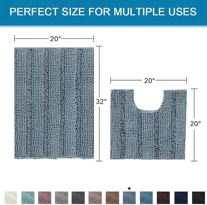 H.VERSAILTEX Bathroom Rugs Bath Rug Set 2 Piece Bathroom Contour Rug Toilet Mat - Image 2