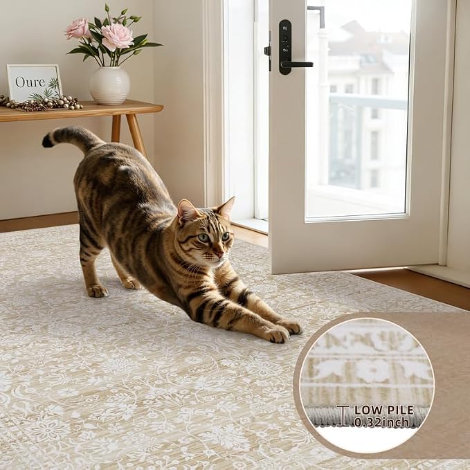 10x12 Area Rug for Living Room: Vintage Boho Neutral Washable Rug Indoor Soft - Image 9