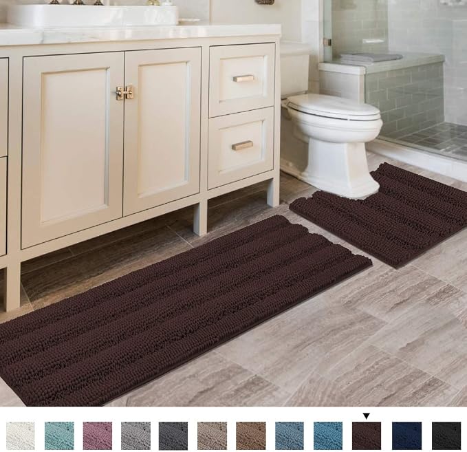 H.VERSAILTEX Bathroom Rugs Bath Rug Set 2 Piece Bathroom Contour Rug Toilet Mat by HVERSAILTEX