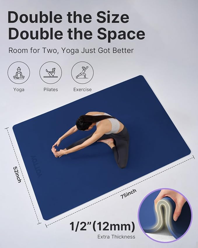 YOTTOY Large Yoga Mat, Extra Wide TPE Exercise Mat, Non-Slip Workout Mat - Image 2