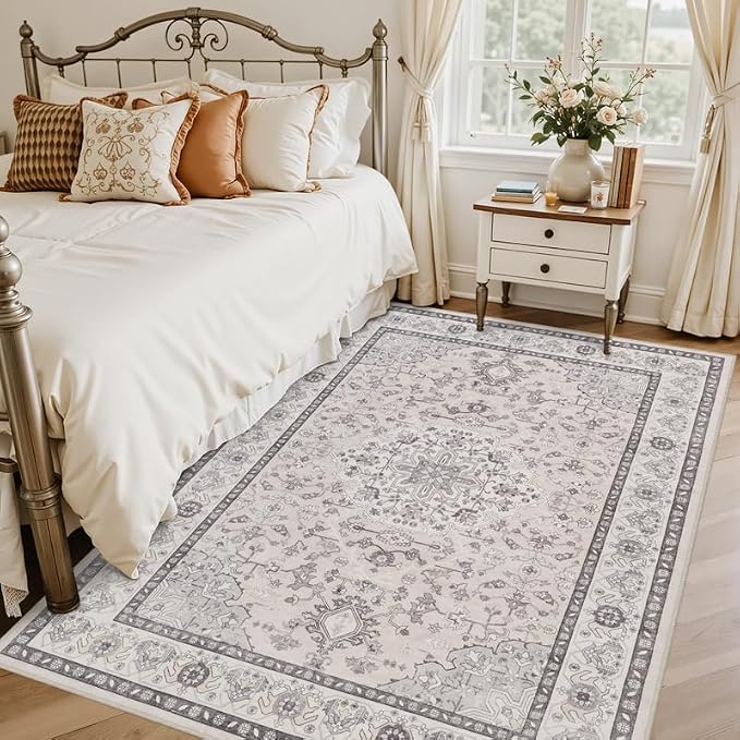 6x9 Area Rugs for Living Room: Vintage Boho Neutral Washable Rug Indoor Soft - Image 2