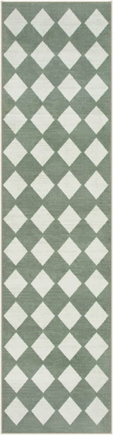 Lahome Zelie Checkered Washable 2x6 Green Runners - Image 10