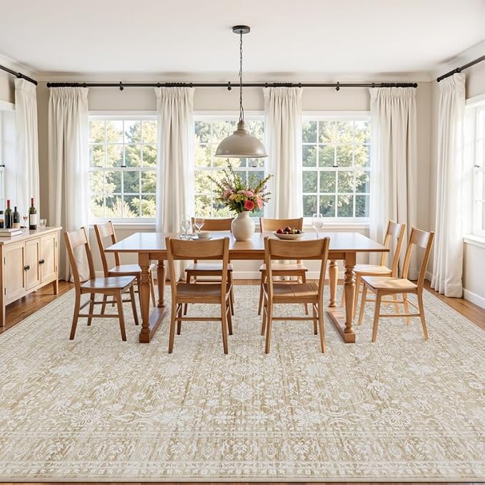 5x7 Area Rugs for Living Room: Vintage Boho Neutral Washable Rug Indoor Soft - Image 9
