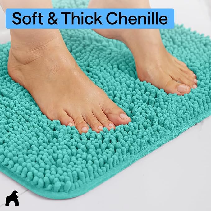 GORILLA GRIP Plush Absorbent Shaggy Chenille Bath Rug Mat - Image 5