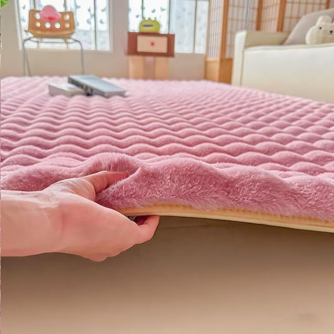 Dusty Rose Rabbit Plush Rug 3'x5', Fluffy Shaggy Area Rug - Image 6