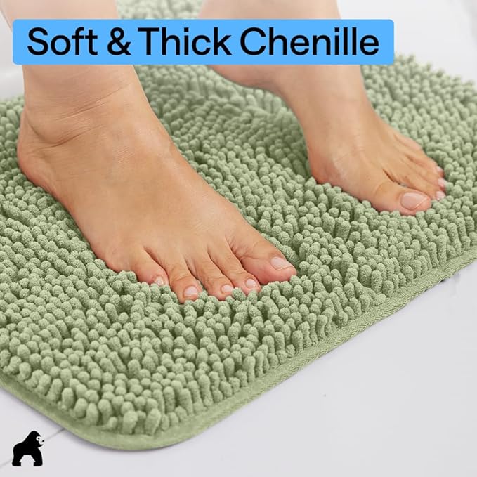 GORILLA GRIP Bath Rug Mat 48x17, Soft Absorbent Chenille, Quick Dry Microfiber - Image 4