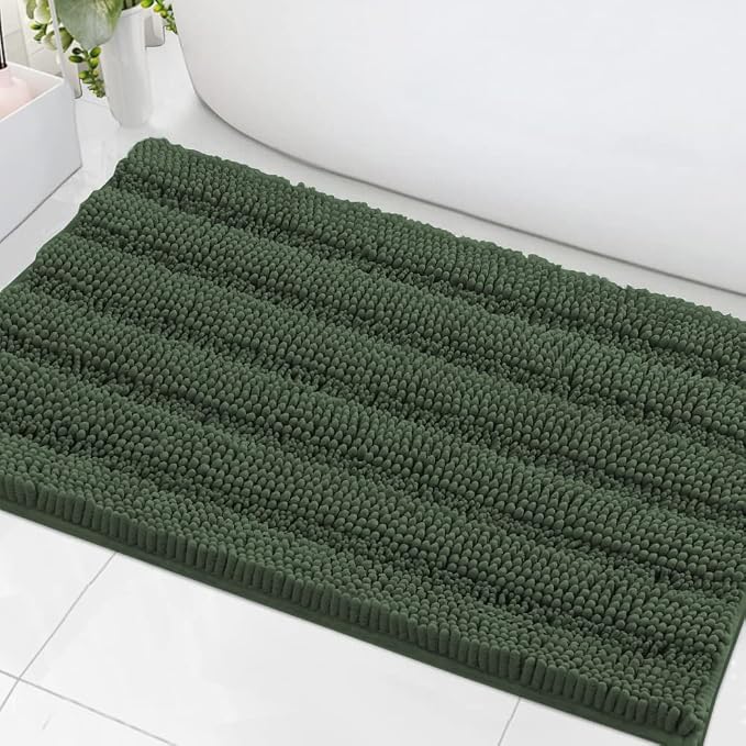 H.VERSAILTEX Bath Mats for Bathroom Non Slip Extra Thick Chenille Striped Bath by HVERSAILTEX