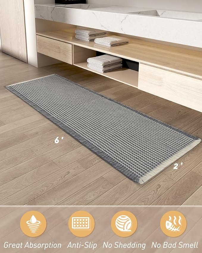 AMOAMI Upgraded Waffle Runner Rug Super Absorbent Non Slip Bath Mats - Image 7