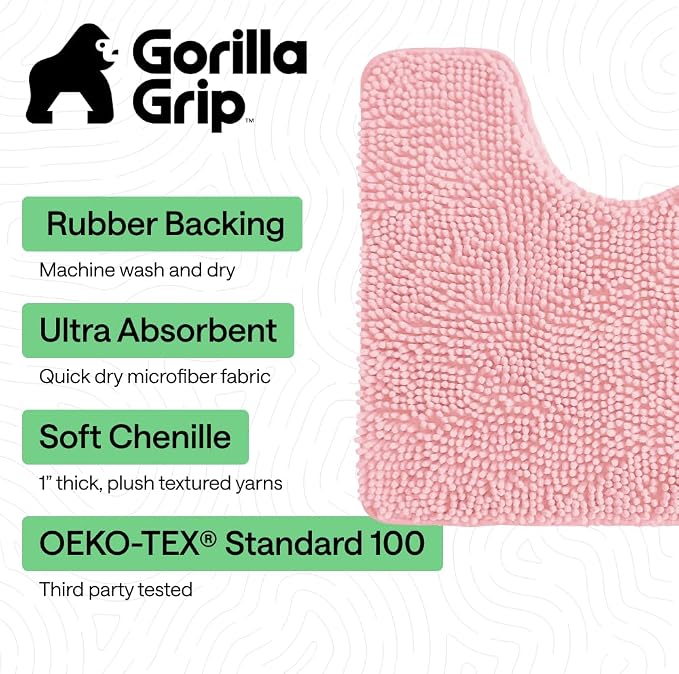 GORILLA GRIP Plush Absorbent Shaggy Chenille Bath Rug Mat - Image 3