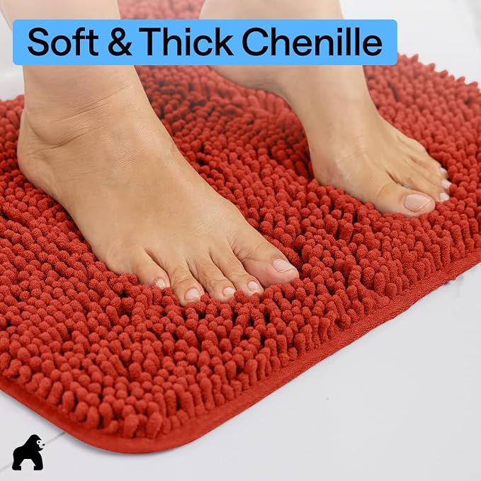 GORILLA GRIP Bath Rug Mat 44x26, Soft Absorbent Chenille, Quick Dry Microfiber - Image 4