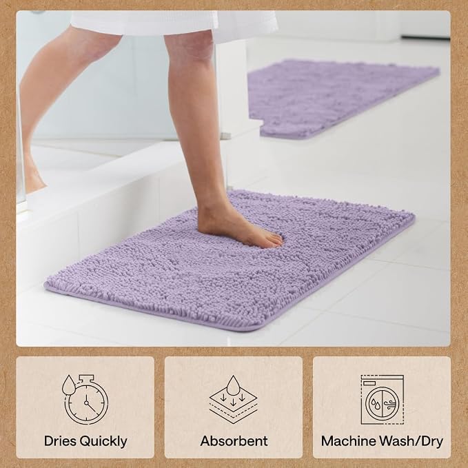GORILLA GRIP Bath Rug Mat, Thick Soft Absorbent Chenille, Quick Dry Microfiber - Image 7