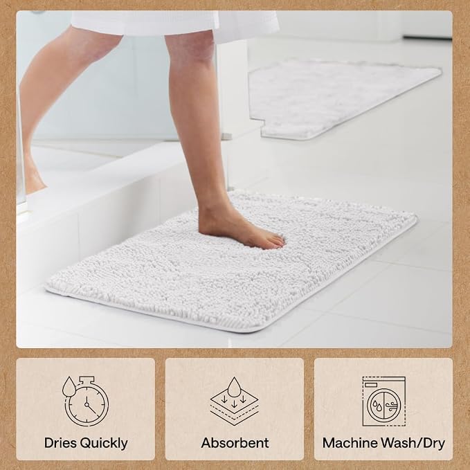GORILLA GRIP Bath Rug Mat 44x26, Thick Soft Absorbent Chenille, Quick Dry - Image 7