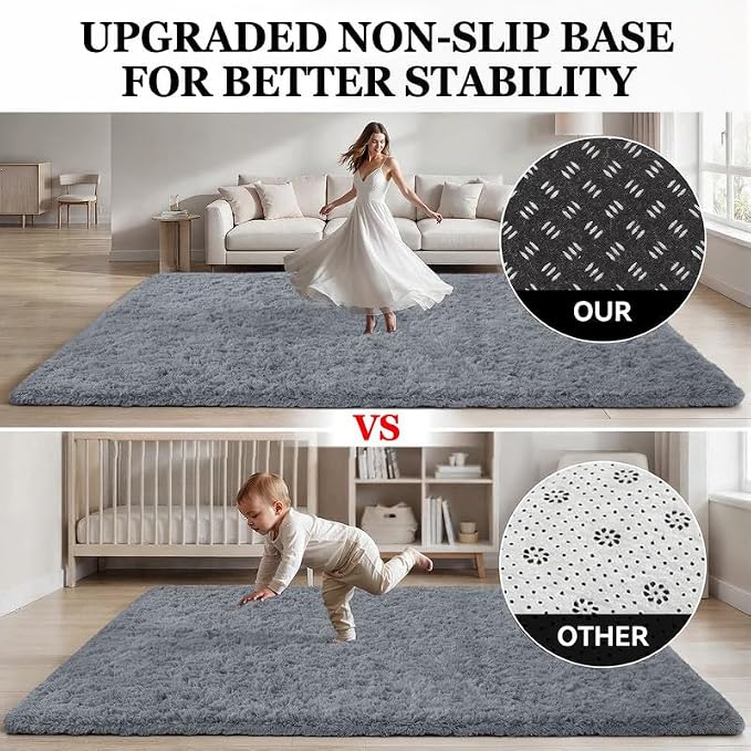 8x10 Area Rugs for Living Room Bedroom: Soft Fluffy Shag Rug Upgrade Non-Slip - Image 8