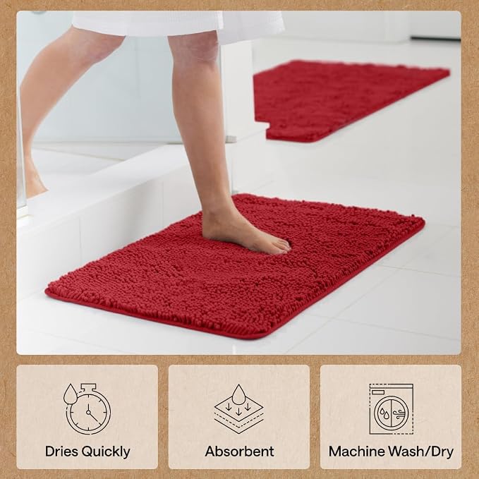 GORILLA GRIP Bath Rug Mat 30x20, Thick Soft Absorbent Chenille, Quick Dry - Image 7