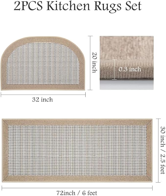 PADOOR Non Slip Kitchen Rugs Sets of 2 - Image 2