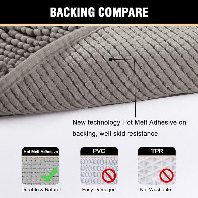 H.VERSAILTEX Microfiber Bath Rugs Chenille Floor Mat Ultra Soft Washable - Image 6