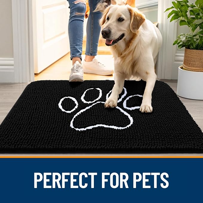 OLANLY Dog Door Mat for Muddy Paws 54x32, Paw Print Design, Absorbs Moisture - Image 6