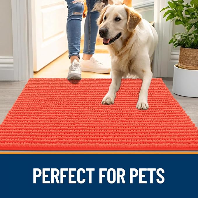 OLANLY Dog Door Mat for Muddy Paws 24x16, Ultra Absorbent Chenille Mud Doormat - Image 6