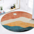 Abstract Round Rug 3ft, Faux Wool Soft Throw Area Rugs, Washable Farmhouse by Sungea