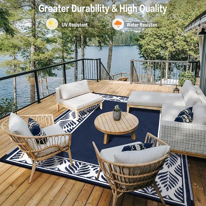 HUGEAR Outdoor Plastic Straw Rug, Waterproof Mat, Washable Large Floor Mat and - Image 5
