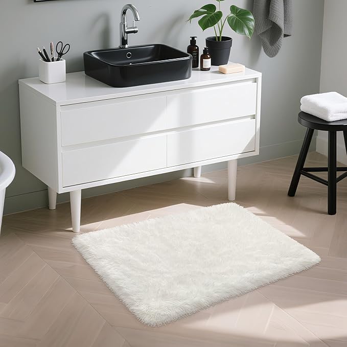 White Fluffy Rug for Bedroom Living Room, 2x3 Small White Area Rug Furry Throw - Image 7