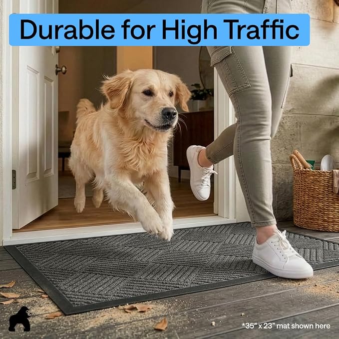 GORILLA GRIP 100% Waterproof All-Season WeatherMAX Doormat 35x23, US Designed - Image 7