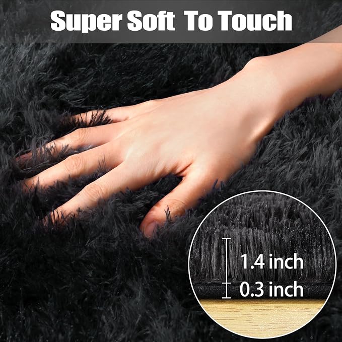 qulint Living Room Area Rug 6x9, Soft Shag Fluffy Rug - Image 2