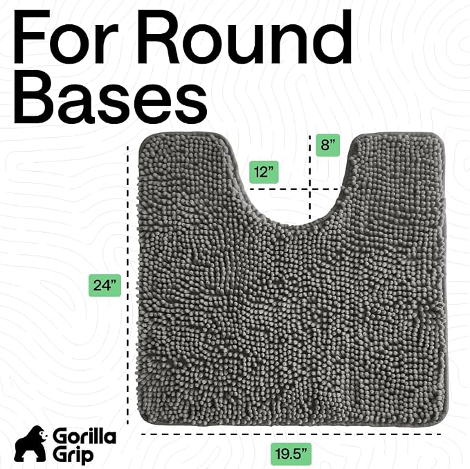 GORILLA GRIP Plush Absorbent Shaggy Chenille Bath Rug Mat - Image 2