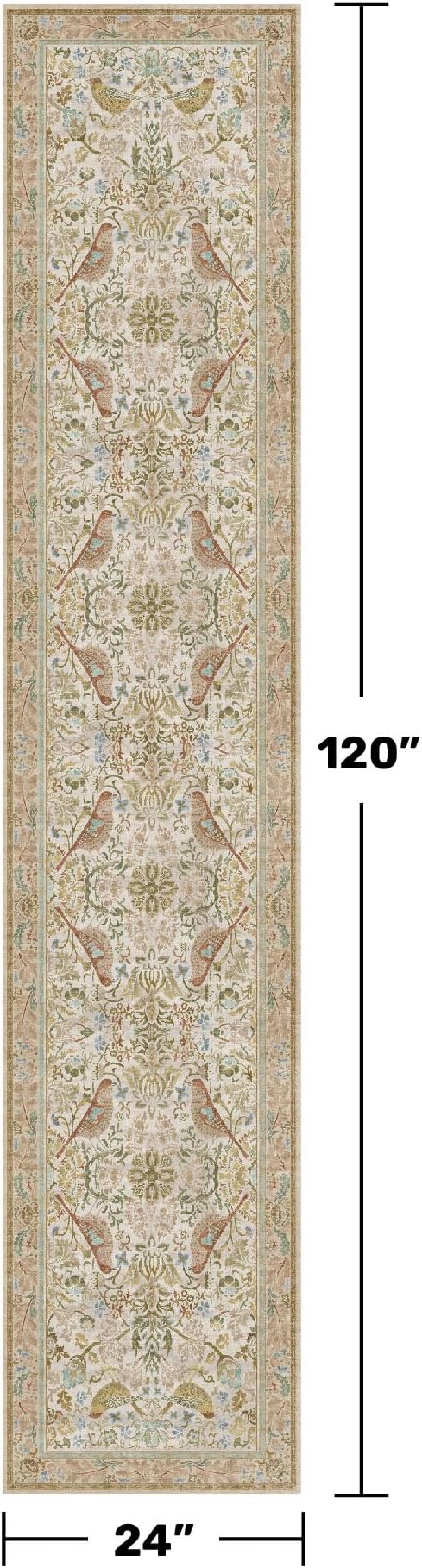 Beige 10 ft Long Vintage Runner Rugs - Image 2