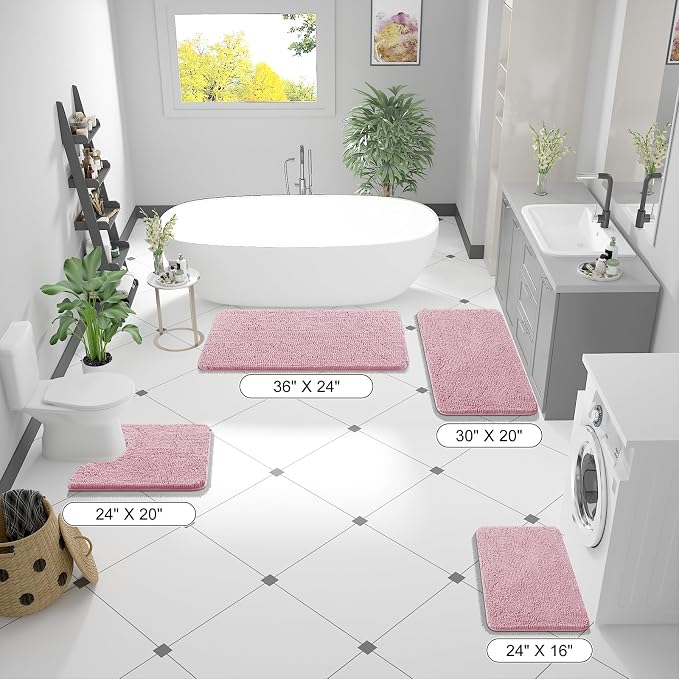 OLANLY Small Bathroom Rugs 24x16, Extra Soft Absorbent Chenille Bath Rugs - Image 8