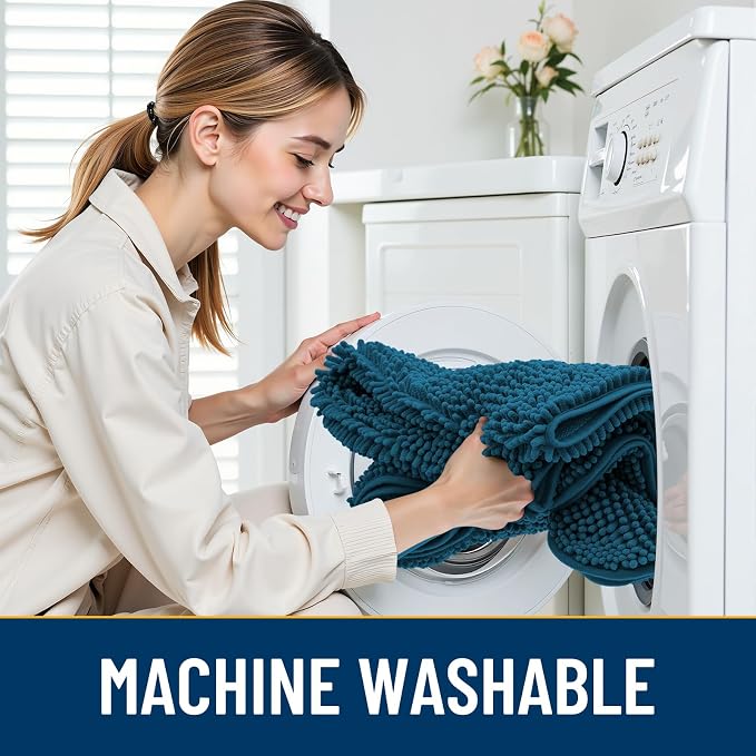 Smiry Dog Door Mat for Muddy Paws 36x24, Absorbent Dirt Trapper, Non-Slip - Image 5