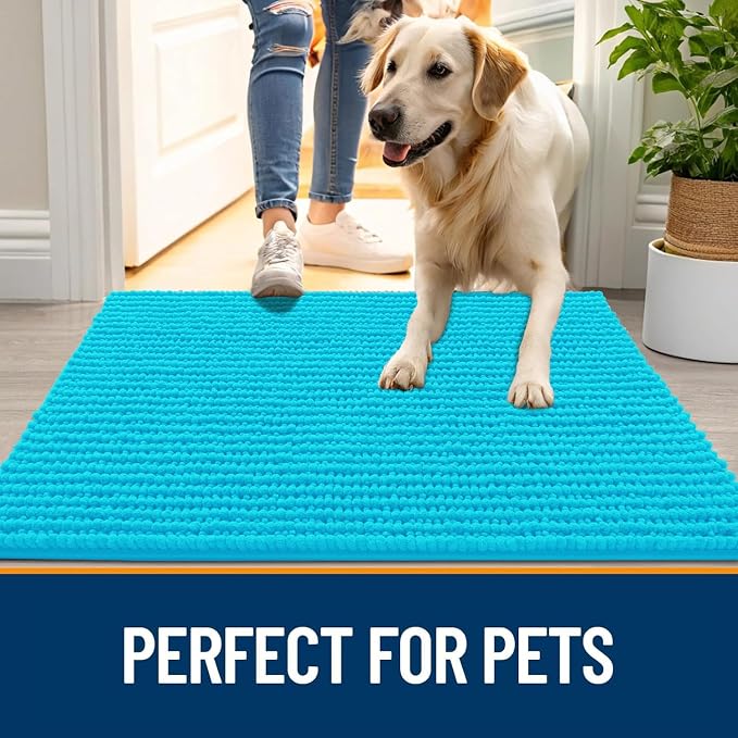 OLANLY Dog Door Mat for Muddy Paws 36x24, Ultra Absorbent Chenille Mud Doormat - Image 6