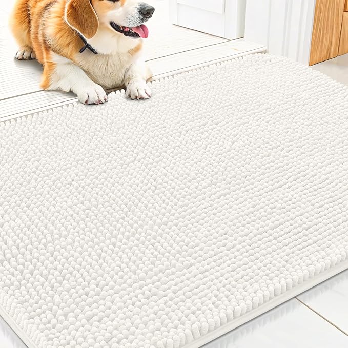 Smiry Dog Door Mat for Muddy Paws 30x20, Absorbent Dirt Trapper, Non-Slip by Smiry