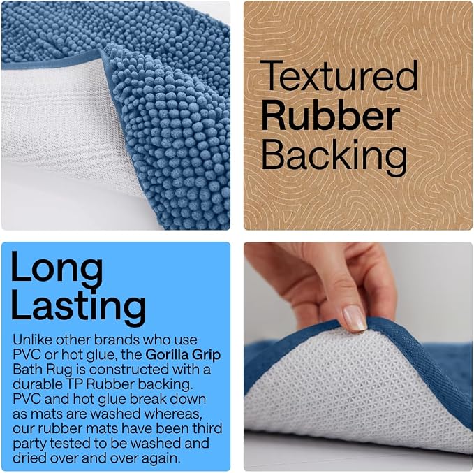 GORILLA GRIP Bath Rug Mat 30x20, Thick Soft Absorbent Chenille, Quick Dry - Image 3