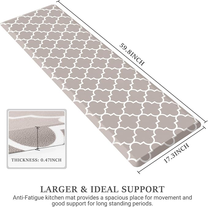 WISELIFE Kitchen Runner Rugs Anti-Fatigue mats, 17.3"x 60", Non Slip Waterproof - Image 2
