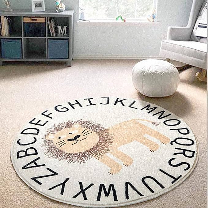 Poowe Round Kids Playroom Rug by Poowe