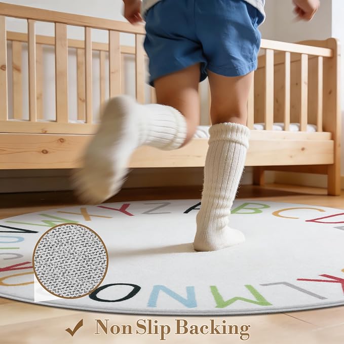 Topotdor Oval Kids Play Rug Alphabet Nursery Area Rug Extra Large Soft Crawling - Image 6