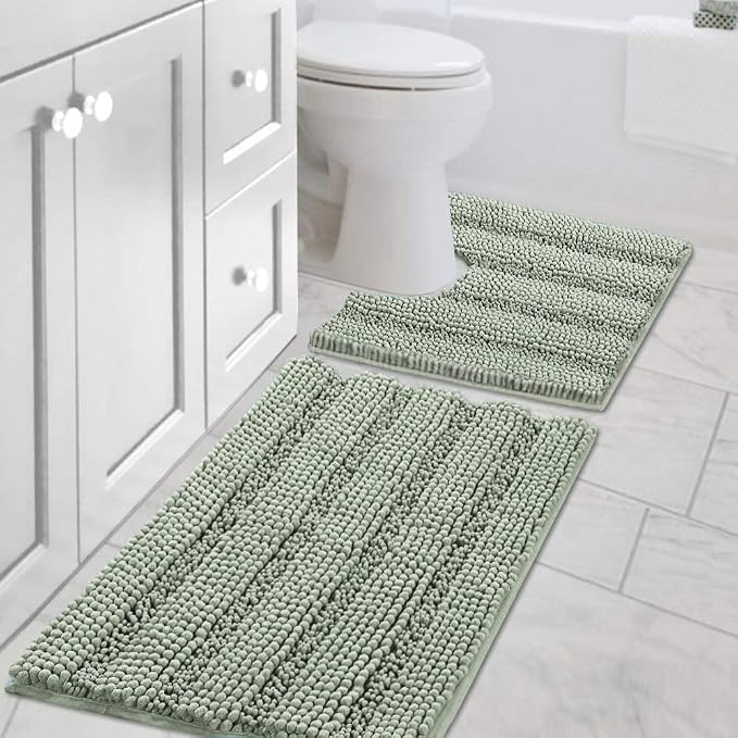 H.VERSAILTEX Bathroom Rugs Bath Rug Set 2 Piece Bathroom Contour Rug Toilet Mat by HVERSAILTEX