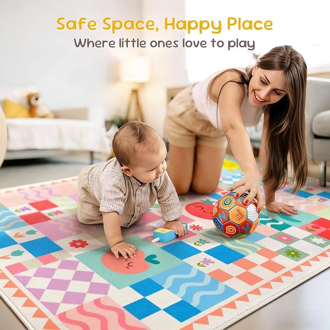 5x7 Washable Kid Bedroom Rug for Girls, Soft Non-Slip Toddler Playroom Carpet - Image 5