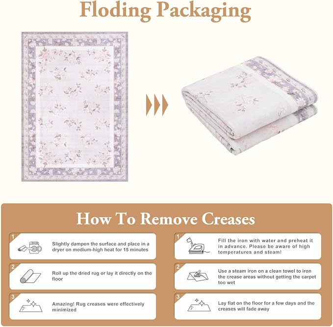 LIVEBOX Floral Washable Rug 2x3, Lavender Bathroom Rugs Non Slip Soft Bedroom - Image 7