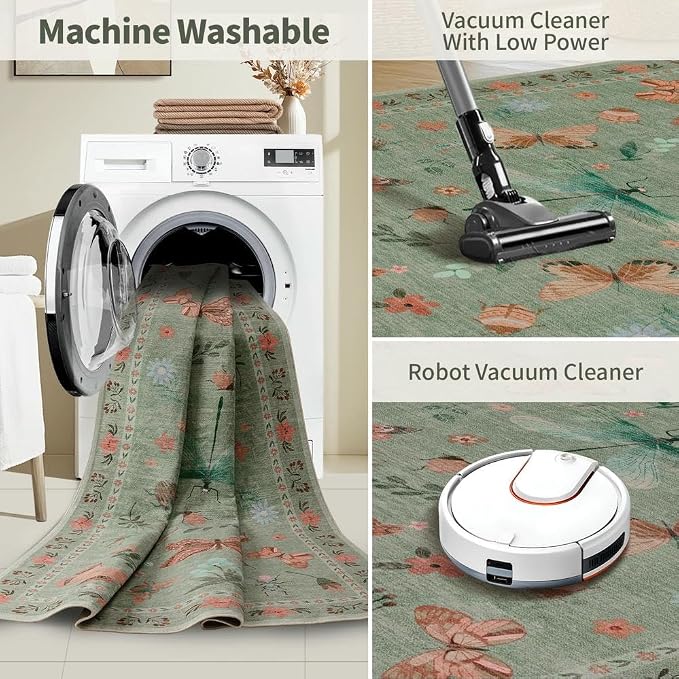 Rugxara 2x10 Floral Runner Rug, Washable Runners - Image 5