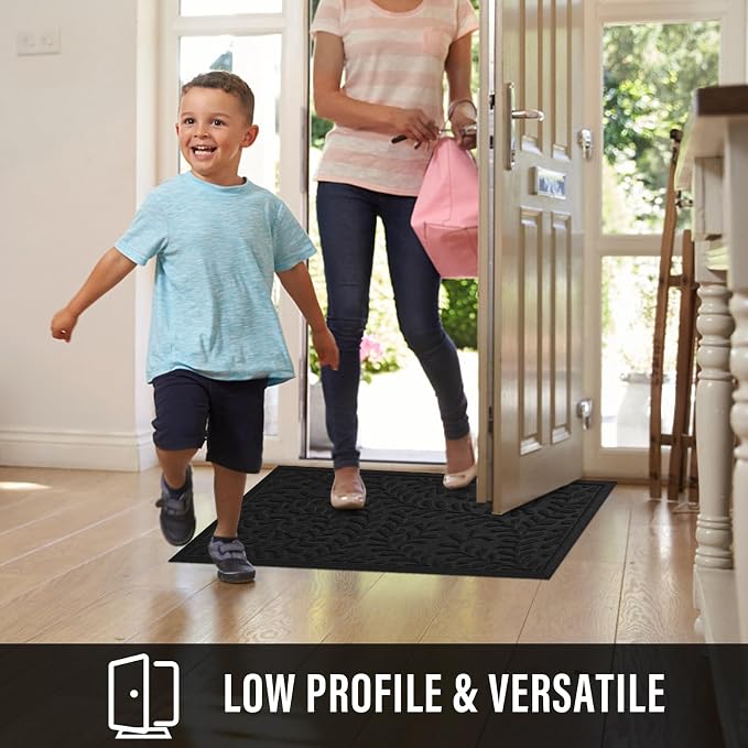 HIYARD Front Door Mat, Absorbent Dirt Trapping Welcome Door Mat Indoor Outdoor - Image 2